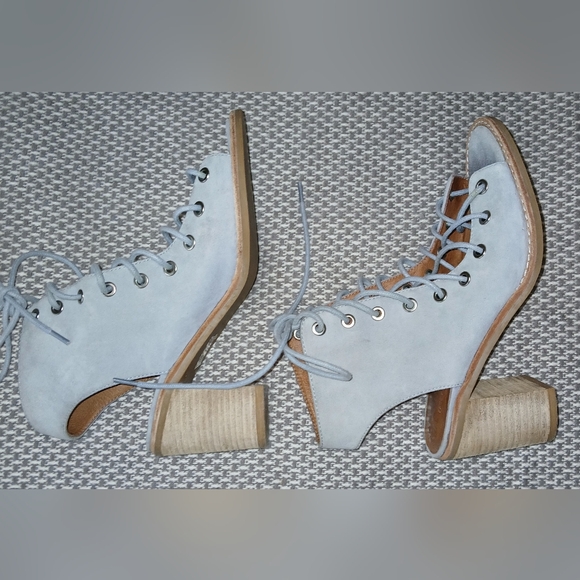 Jeffrey Campbell for Free People Laceup Open Heel Bootie Chunky Heel Sz 6.5 - Picture 9 of 13